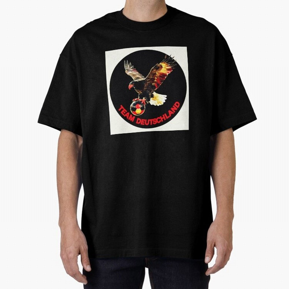 Eagle motif TEAM Germany Oversized T-Shirt Support the Legends of Global Football Passion for FIFA World Cup 2026, Inspired by CR7, Spain, Football Festival Excitement, Trophy Ambitions, Country Rivalries and Star Player Buzz; Built for Supporters