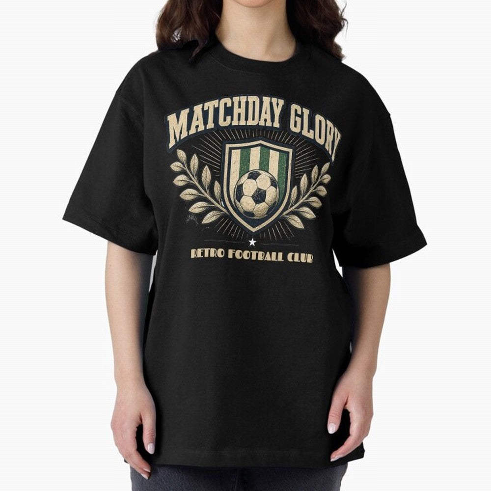 Matchday Glory Vintage Football Club Heritage Shield Emblem Oversized T-Shirt Honor Football Greatness during FIFA World Cup 2026 Made for Cristiano Ronaldo, Haaland and CR7, Spain Energy, Tournament Hype, Historic Matchups, Family Viewing Parties