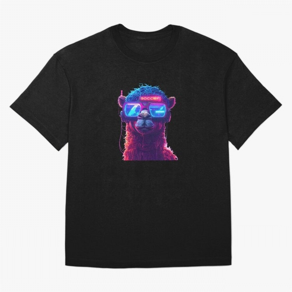 Cyberpunk Llama with Neon Soccer Vibes Oversized T-Shirt Represent Fans Who Live for the FIFA World Cup 2026 Group Stage Journey through Messi, Neymar and Mbappe Highlights, France Pride, Soccer Culture, Superstar Moments, National Team Dreams and