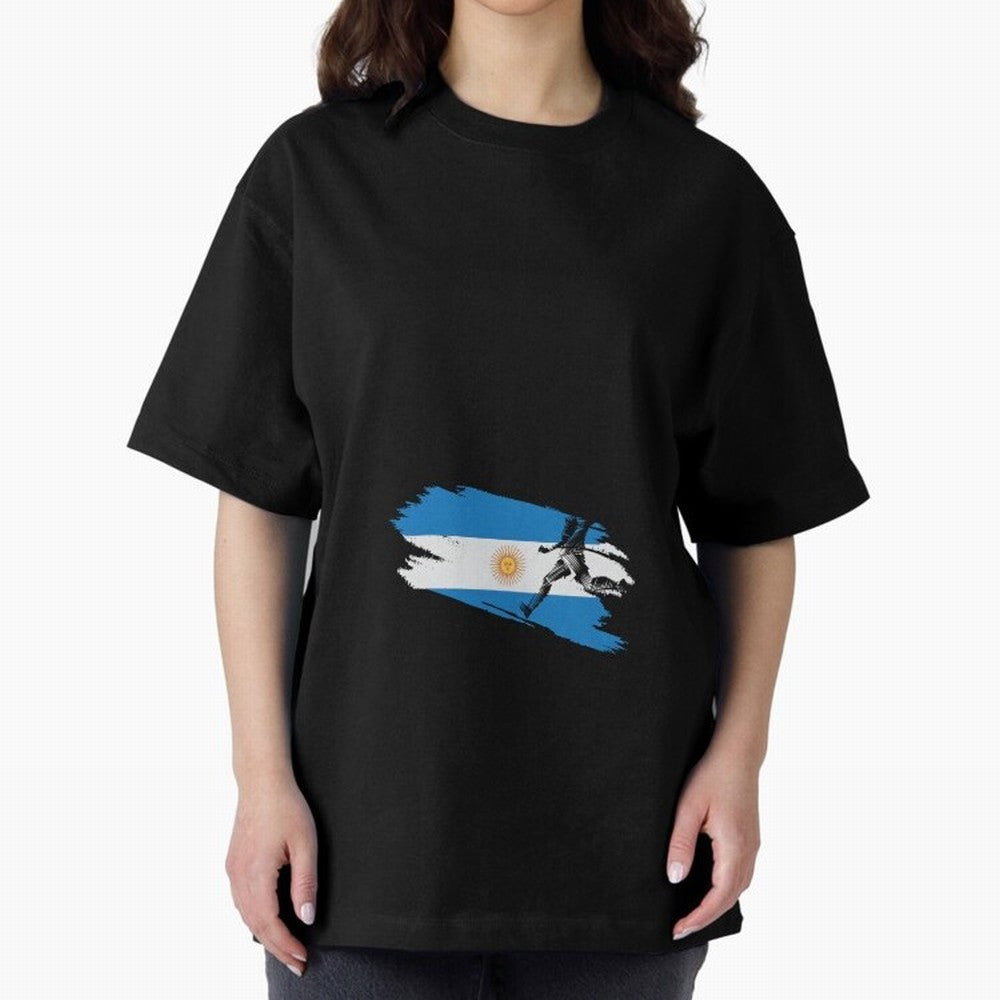 Argentina 2026 ¨C Muchachos ¨C Rumbo a la Cuarta en USA 2026 Oversized T-Shirt Fuel FIFA World Cup 2026 Group Stage Celebrating Cristiano Ronaldo, Haaland and CR7, Argentina Energy, Championship Spirit, Famous Goals, Roaring Crowds and