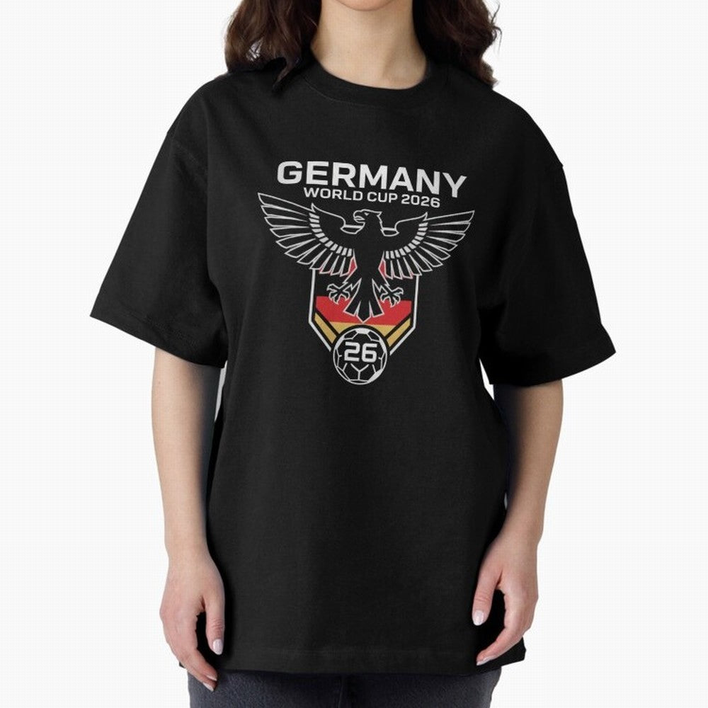 Germany National Football Team World Cup 2026 Eagle Logo Oversized T-Shirt Join the Countdown to FIFA World Cup 2026 USA Canada Mexico for Fans of CR7 and Brazil, Bringing Vintage Soccer Flavor, Modern Football Stars, National Flags and Final Night