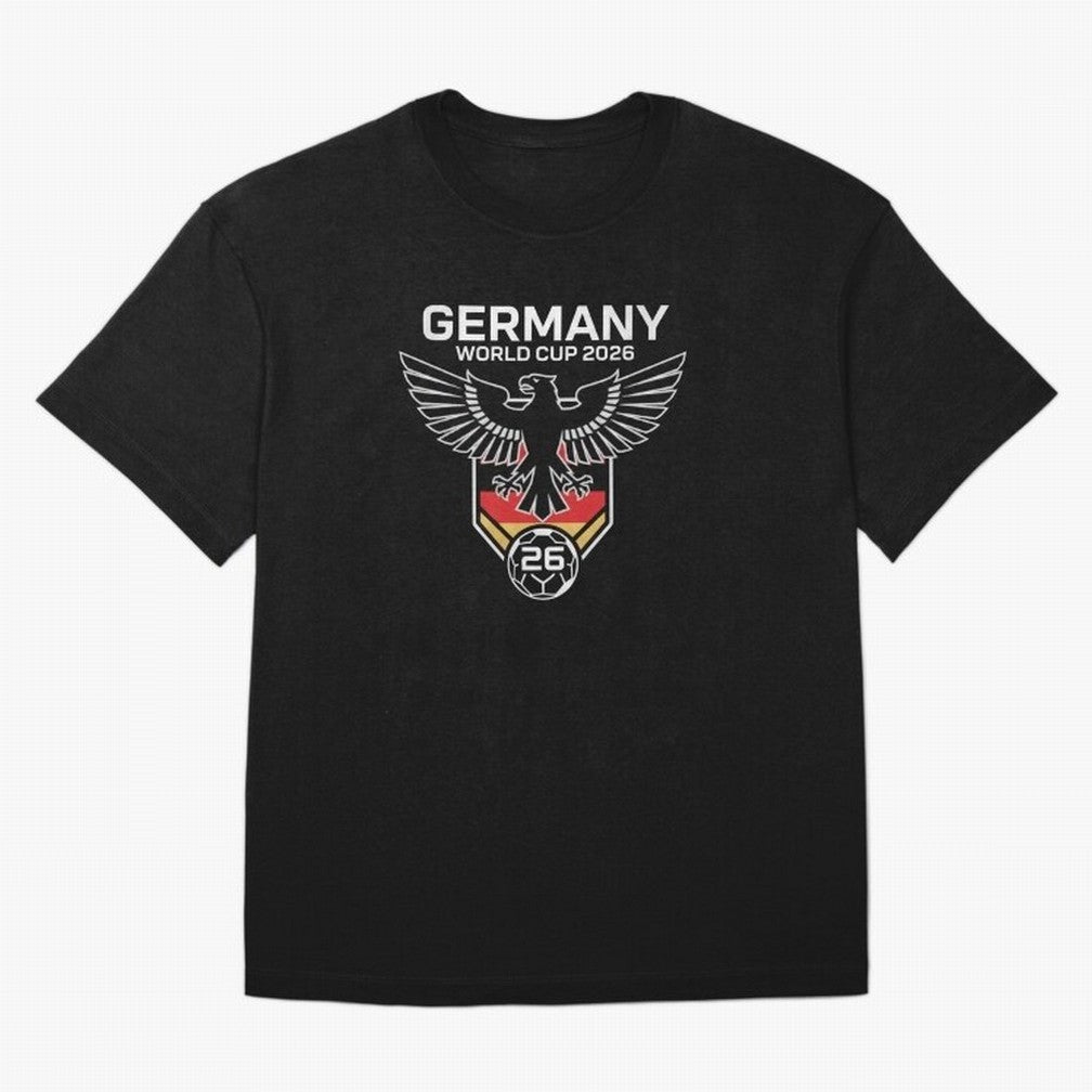 Germany National Football Team World Cup 2026 Eagle Logo Oversized T-Shirt Join the Countdown to FIFA World Cup 2026 USA Canada Mexico for Fans of CR7 and Brazil, Bringing Vintage Soccer Flavor, Modern Football Stars, National Flags and Final Night