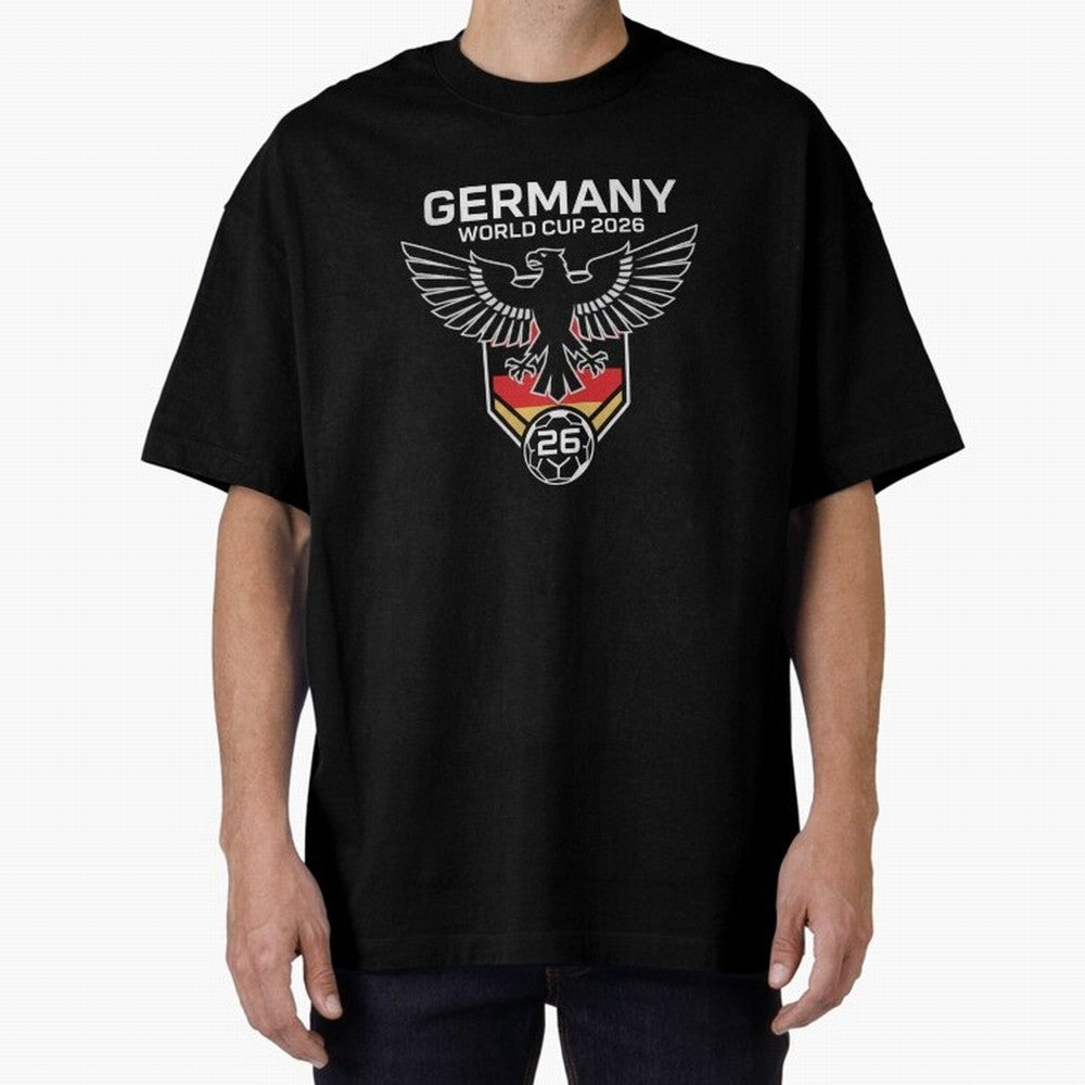 Germany National Football Team World Cup 2026 Eagle Logo Oversized T-Shirt Join the Countdown to FIFA World Cup 2026 USA Canada Mexico for Fans of CR7 and Brazil, Bringing Vintage Soccer Flavor, Modern Football Stars, National Flags and Final Night