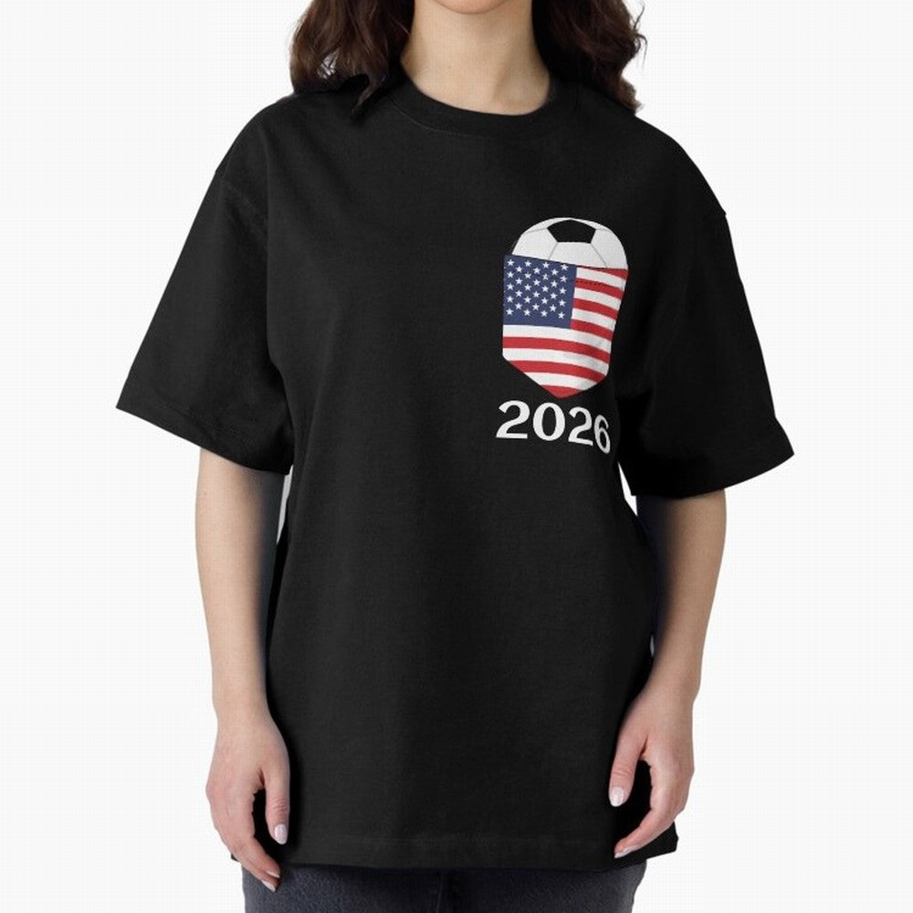 Soccer 2026 USA in the breast pocket Oversized T-Shirt Make Every Kick Count in the FIFA World Cup 2026 Journey through Mbappe Highlights, France Pride, Tournament Hype, Historic Matchups, Family Viewing Parties and Global Sports Pride; Made for