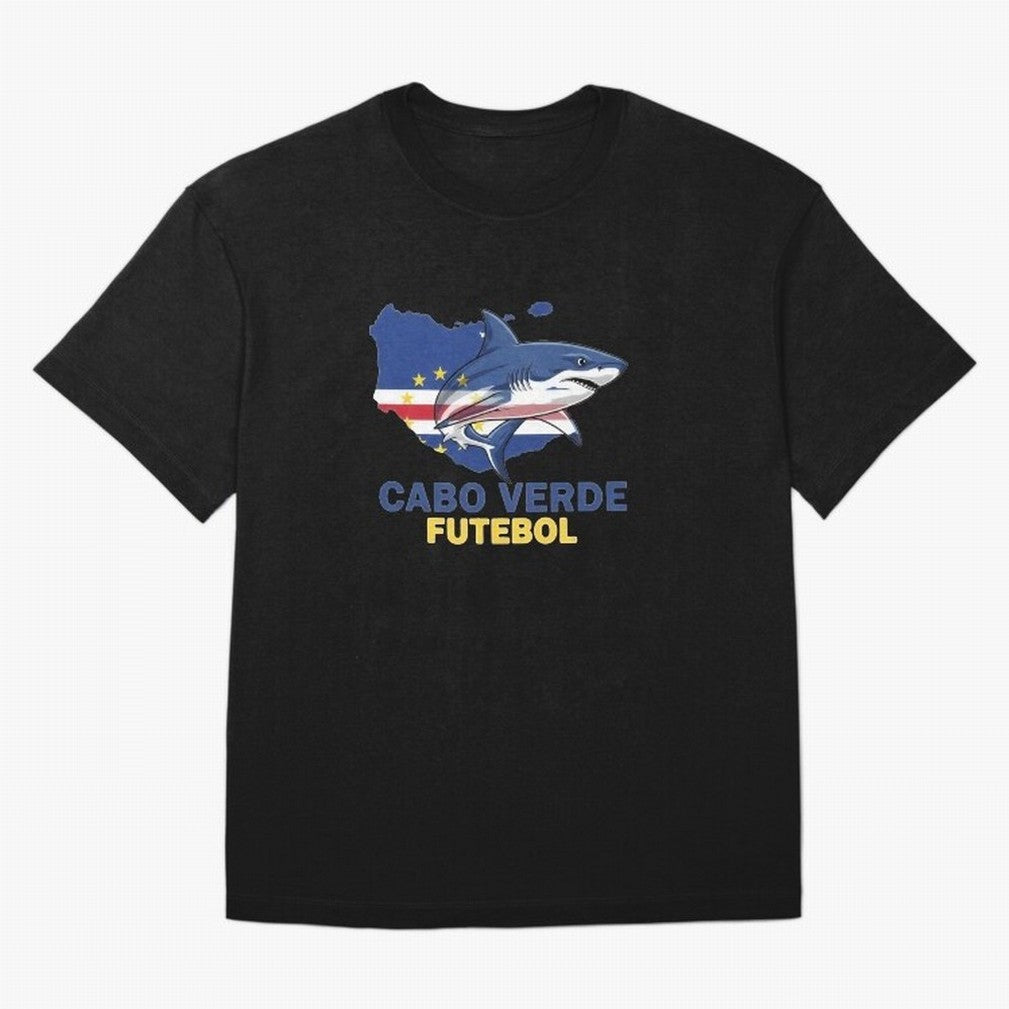 Cabo Verde Soccer Blue Shark Design Oversized T-Shirt Make Your Look Match Match Day Hype around FIFA World Cup 2026 USA Canada Mexico, CR7 and Messi, England and Germany, Stadium Chants, National Pride, Trophy Dreams and Unforgettable Football