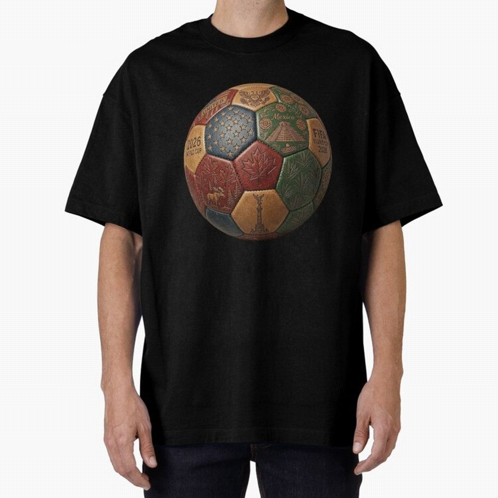Artistic Ball for the 2026 World Cup ¨C USA, Mexico & Canada Football Design Oversized T-Shirt Mark FIFA World Cup 2026 Group Stage Featuring Cristiano Ronaldo, Haaland and CR7, Portugal Energy, Game Day Rituals, Football Legends, Country Pride and