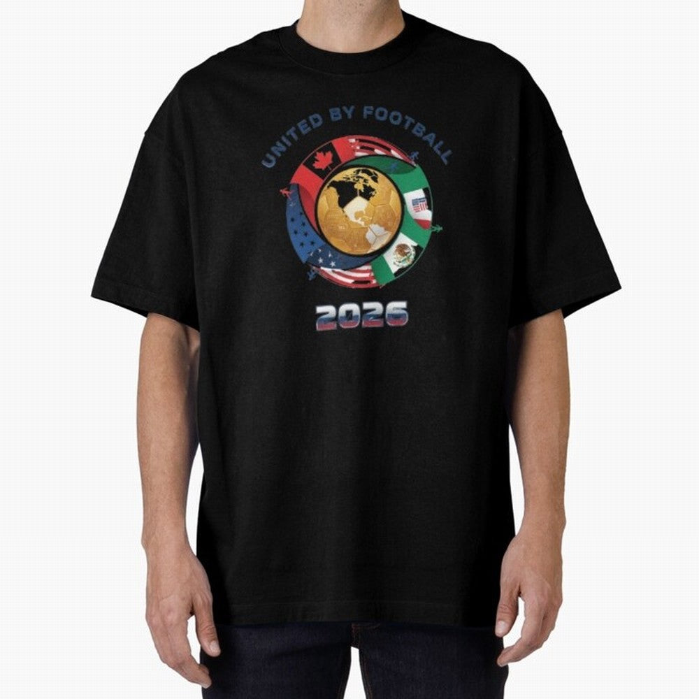 Connected Network Soccer Ball World Cup 2026 Concept Oversized T-Shirt Upgrade Match Day Hype around FIFA World Cup 2026, Mbappe and Neymar, Argentina, Retro Football Energy, Iconic Rivalries, Trophy Chase Drama and Stadium Atmosphere; Ideal for