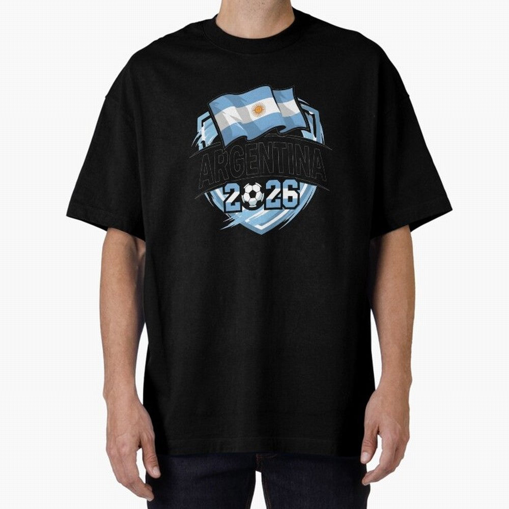 ARGENTINA World Cup 2026 Poster ¨C ARGENTINA Football Oversized T-Shirt Relive the Noise and Pride of FIFA World Cup 2026 Featuring Mbappe and Neymar, Brazil, Portugal and Argentina Energy, Soccer Culture, Superstar Moments, National Team Dreams