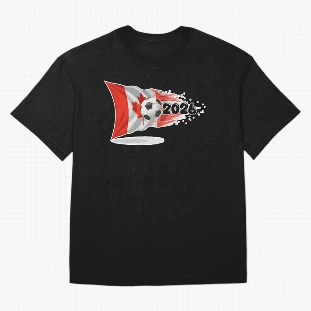 2026 Soccer World Cup Canada Flag T-Shirt | Dynamic Football Fan Tee Oversized T-Shirt Show Your Stadium Side during Global Football Passion for FIFA World Cup 2026 Group Stage, with CR7, France, Fan Favorite Moments, National Team Passion, Big