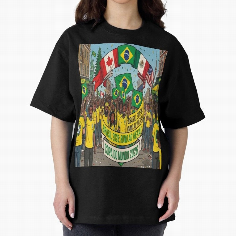 Brazil World Cup 2026 Oversized T-Shirt Represent the Passion of Global Football Passion for FIFA World Cup 2026 USA Canada Mexico, Capturing Neymar, Haaland and Cristiano Ronaldo, England, France and Netherlands, Goal Celebration Energy, Supporter
