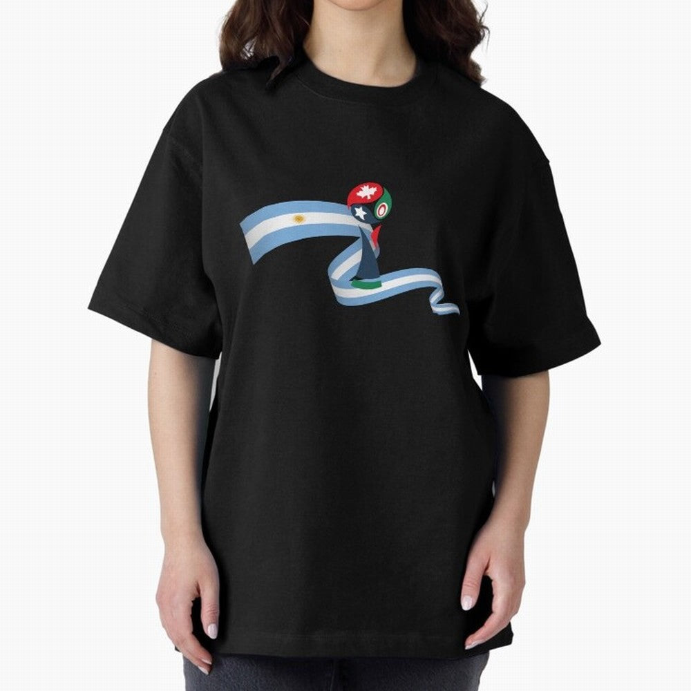 World Cup 2026 Team Argentina Oversized T-Shirt Honor Football Greatness during FIFA World Cup 2026 Group Stage for Fans of Mbappe and England, Bringing Retro Football Energy, Iconic Rivalries, Trophy Chase Drama and Stadium Atmosphere; Made for