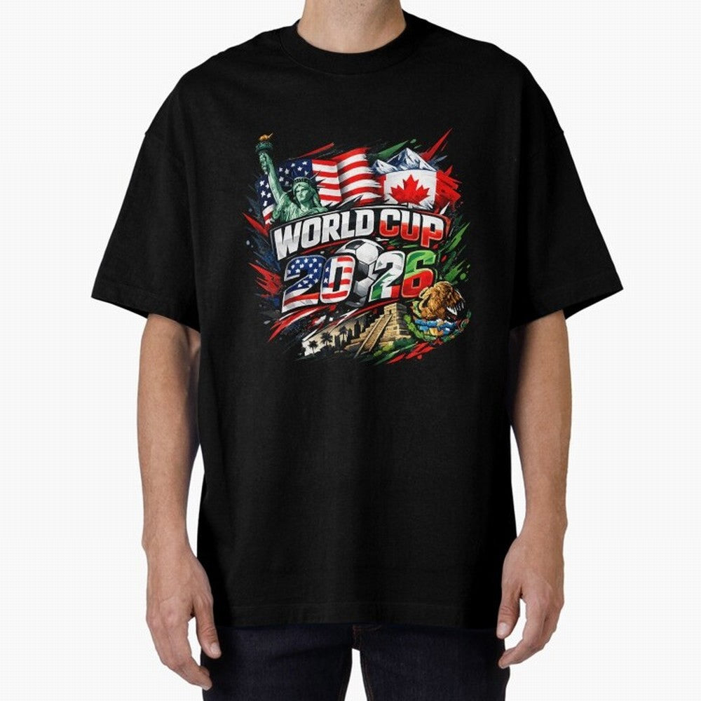 2026 North America Football Championship Oversized T-Shirt Celebrate Classic Football Spirit in Global Football Passion for FIFA World Cup 2026 USA Canada Mexico, Featuring Messi and Cristiano Ronaldo, England, France and Netherlands, Football