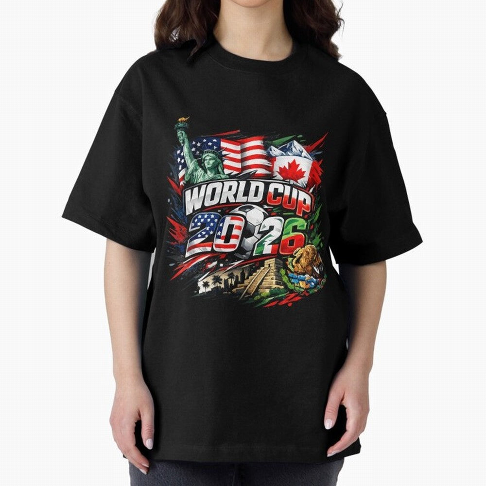 2026 North America Football Championship Oversized T-Shirt Celebrate Classic Football Spirit in Global Football Passion for FIFA World Cup 2026 USA Canada Mexico, Featuring Messi and Cristiano Ronaldo, England, France and Netherlands, Football